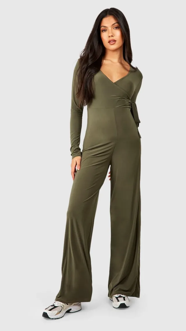 Khaki Maternity Soft Touch Wrapover Lounge Jumpsuit