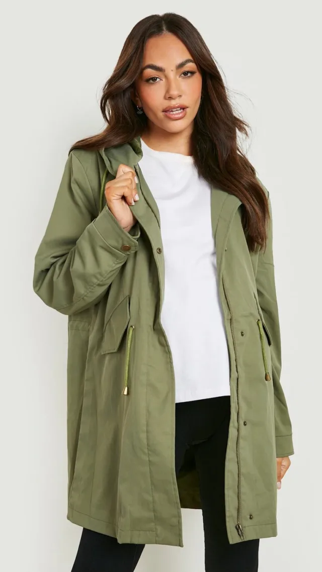 Khaki Maternity Waterproof Parka Coat