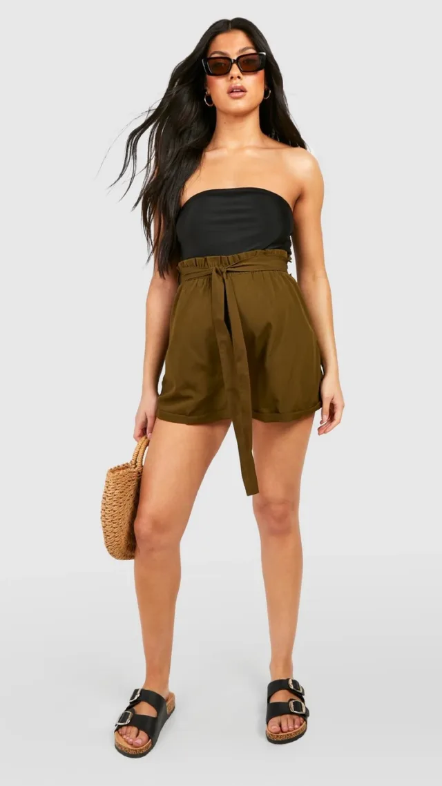 Khaki Maternity Woven Flowy Shorts