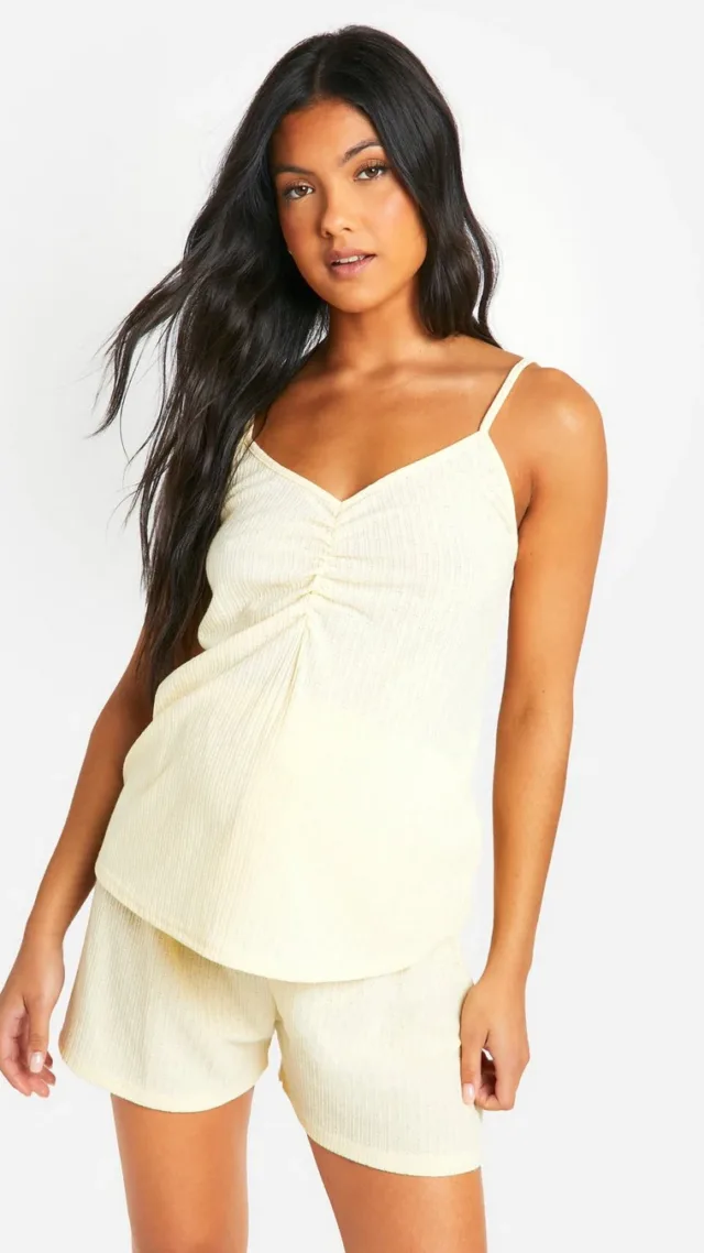 Lemon Maternity Pointelle Ruched Cami Pajama Top