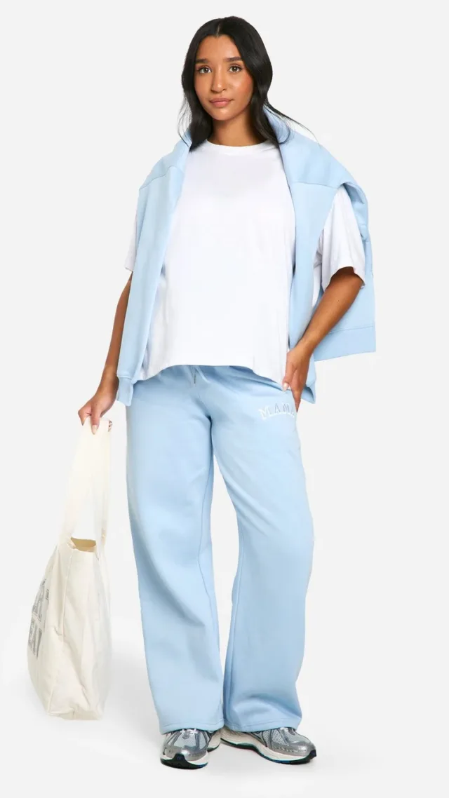 Light Blue Maternity Mama Applique Straight Leg Sweatpant