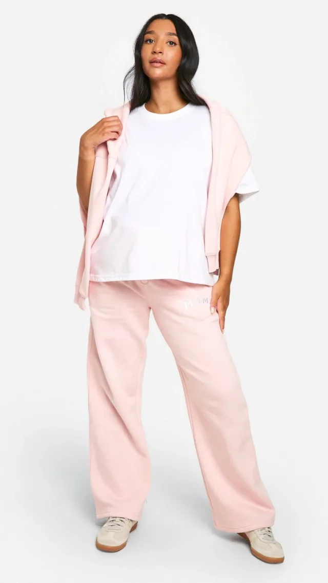 Light Pink Maternity Mama Applique Straight Leg Sweatpant