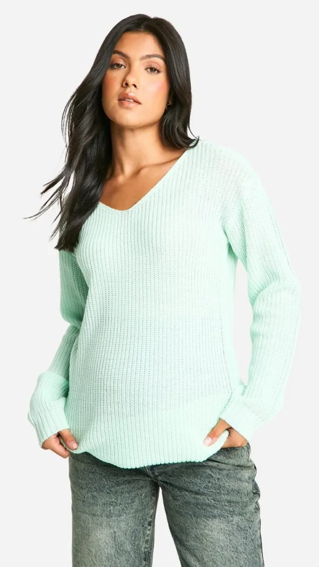 Mint Maternity Basic V Neck Jumper