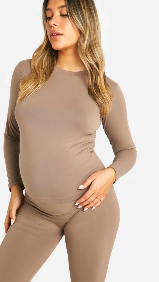 Mocha Maternity Soft Touch Longsleeve Basic Top