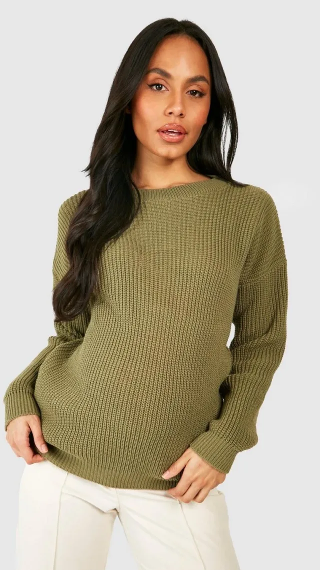 Olive Maternity Crew Neck Sweater