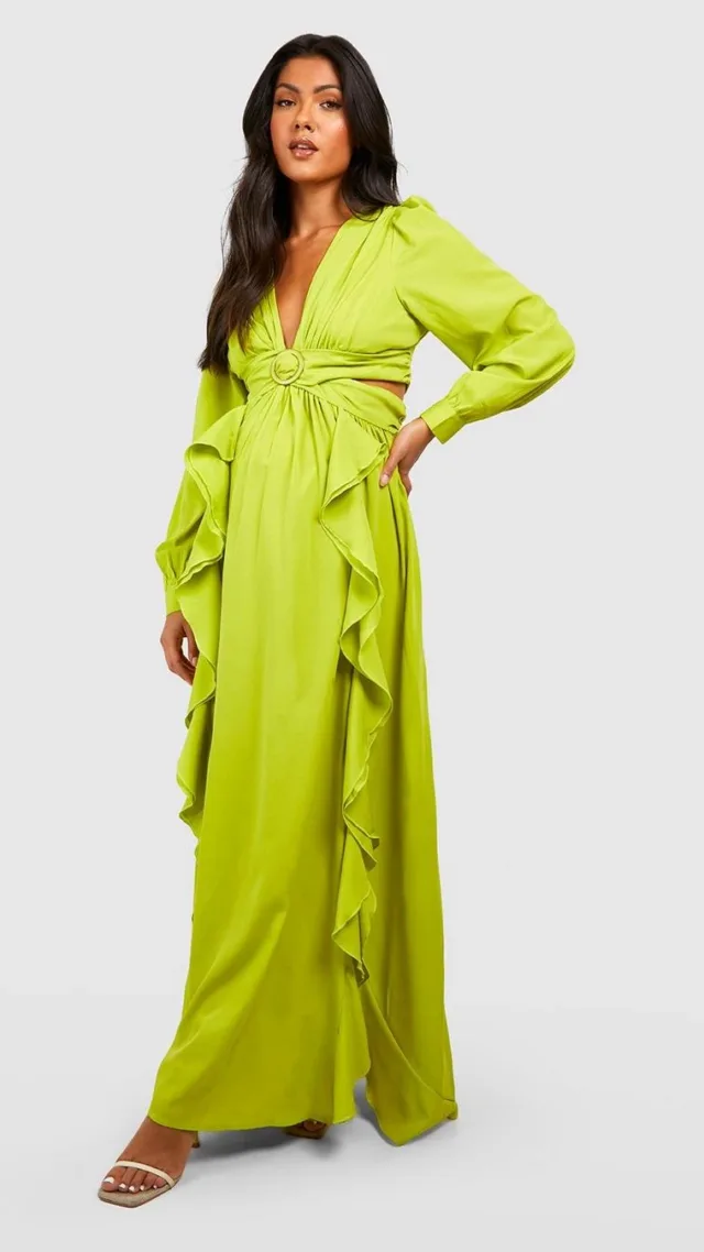 Olive Maternity Cut Out Maxi Dress