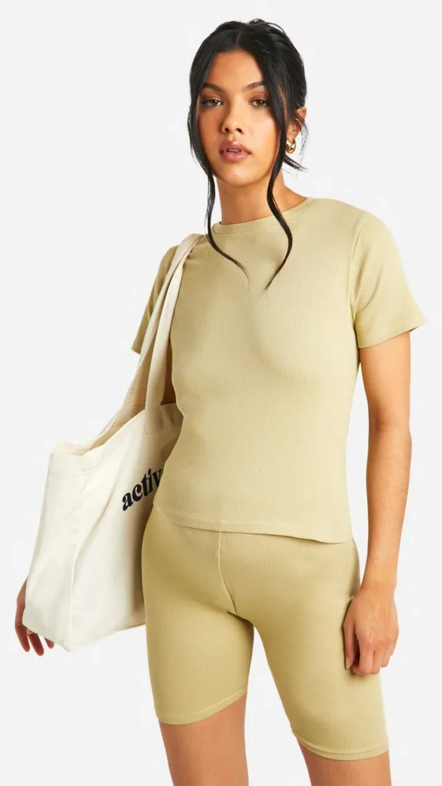 Olive Maternity Ribbed Short Sleeve T-Shirt