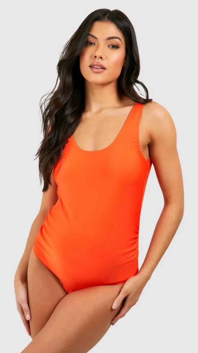 Orange Maternity Scoop Neck Swimsuit