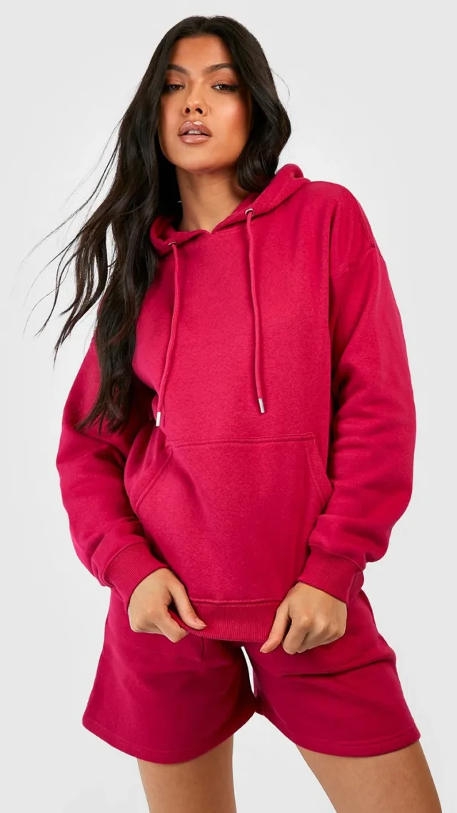 Pink Maternity Basic Hoodie