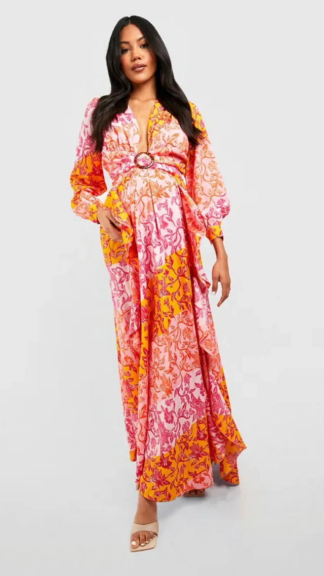 Pink Maternity Floral Cut Out Maxi Dress