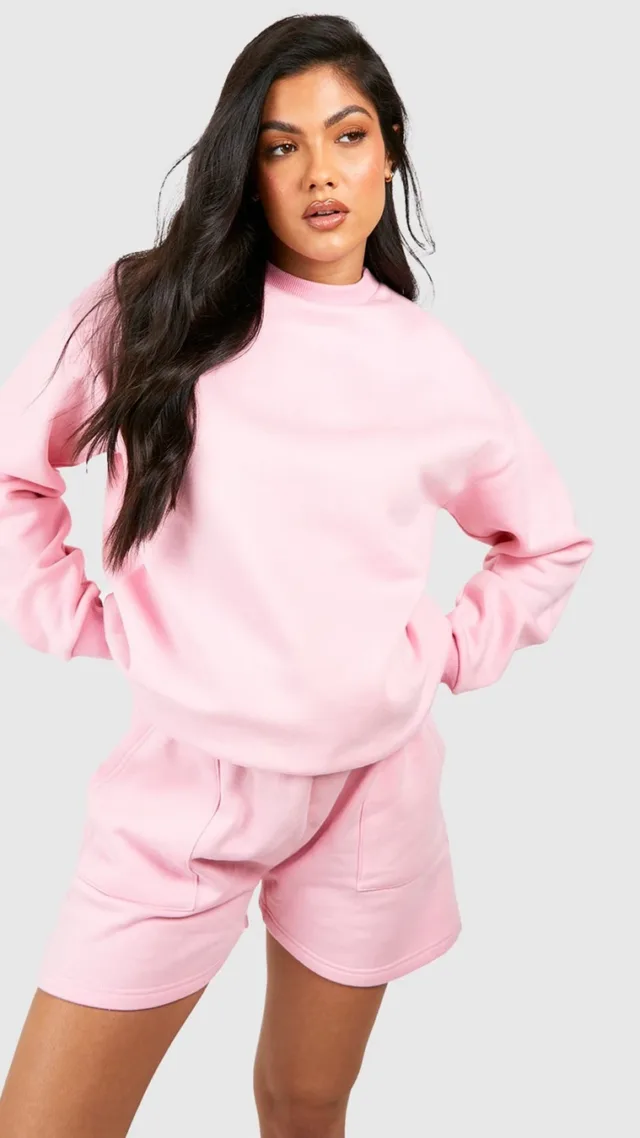 Pink Maternity Sweatshirt Short Tracksuit