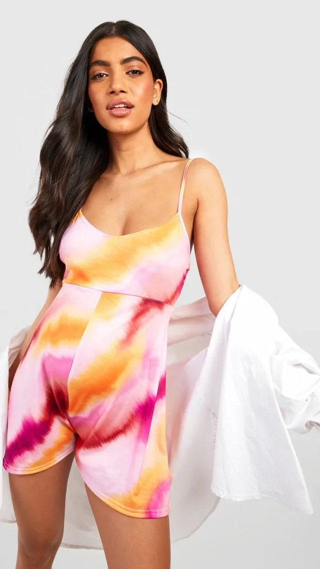 Pink Maternity Tie Dye Flippy Romper