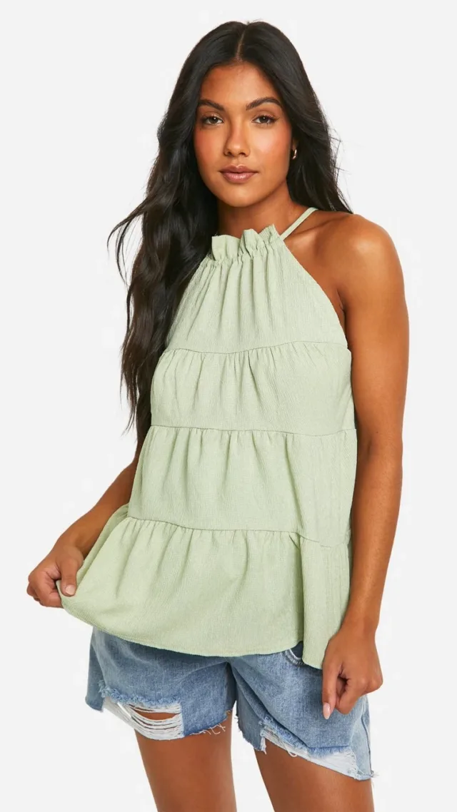 Sage Maternity Textured High Neck Cami Smock Top