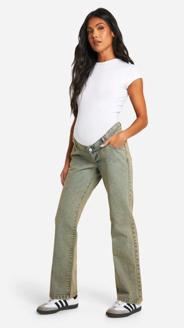 Sand Maternity Basic High Waisted Straight Leg Jeans