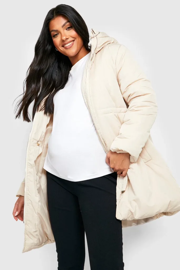 Stone Maternity Drawstring Padded Parka