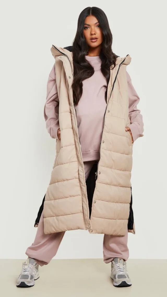 Stone Maternity Longline Hooded Vest