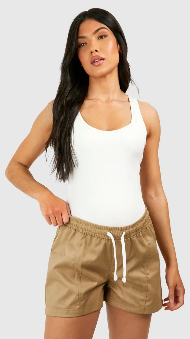 Stone Maternity Twill Cargo Shorts