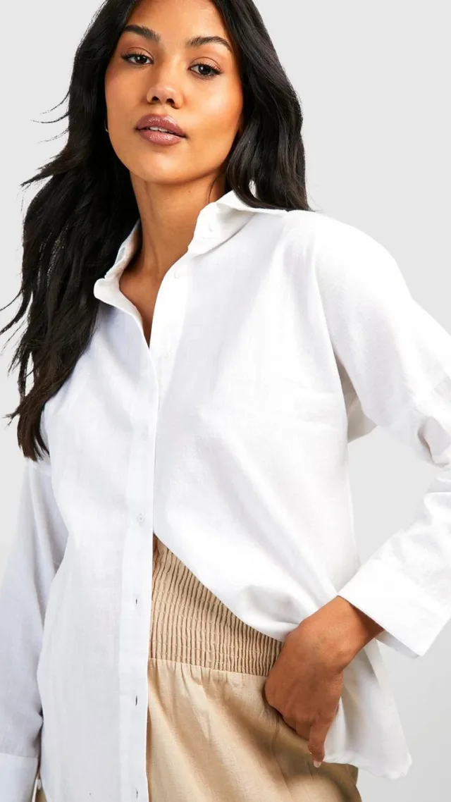 White Maternity Linen Shirt