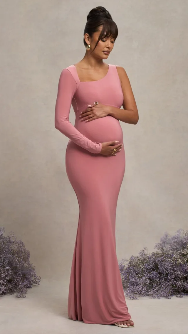 Blush Maternity One Shoulder Bodycon Maxi Dress