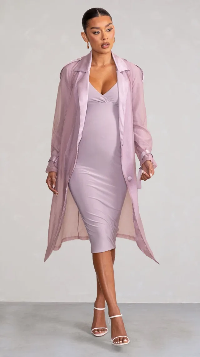 Taupe Maternity Belted Trench Coat