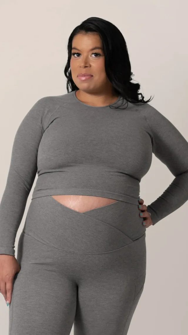 Sublime® Bamboo Maternity & Nursing Cropped Long Sleeve Top