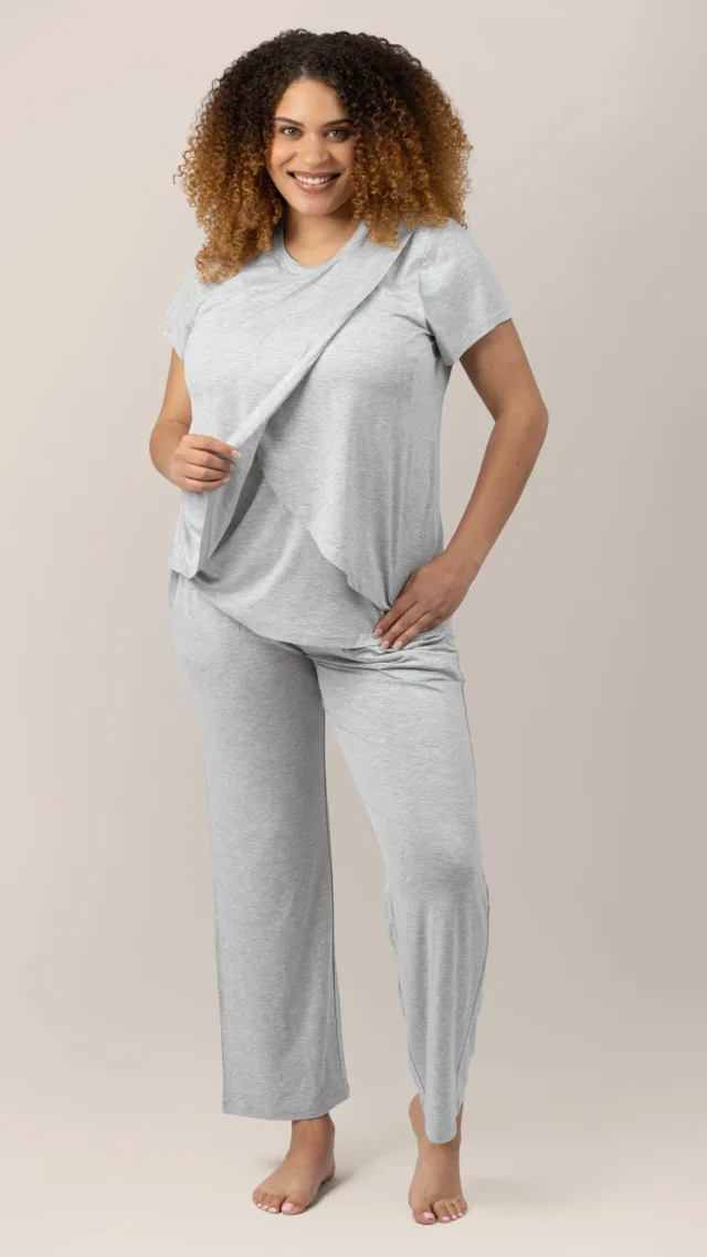 Tulip Hem Short Sleeve Maternity & Nursing Pajama Set