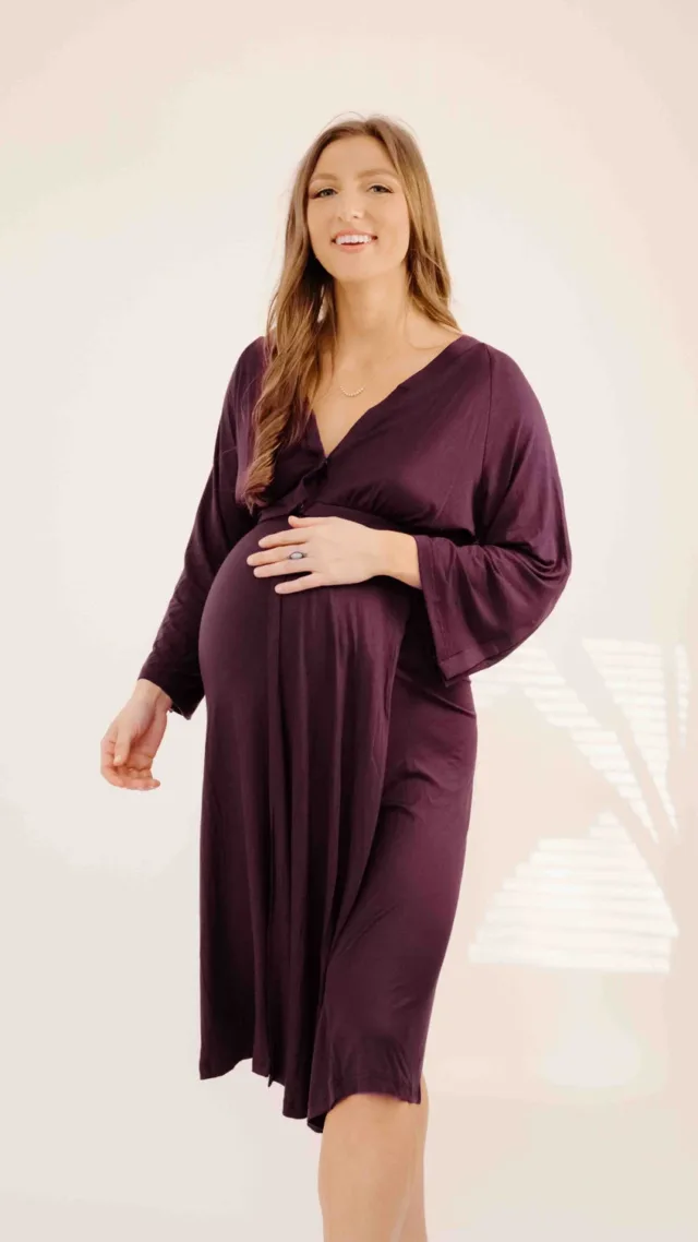 Amelia Labor & Postpartum Gown In Plum