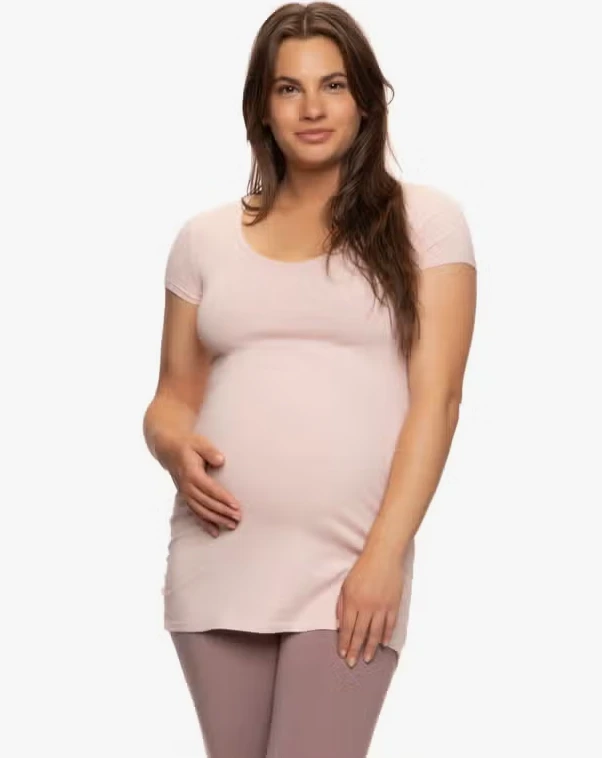 Felina Cotton Modal Maternity V-Neck Tee With Side Shirring