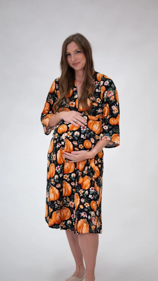 Lila Labor & Postpartum Gown In Harvest Floral