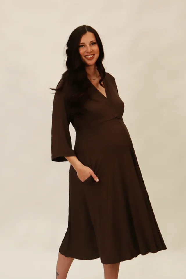 Lila Labor & Postpartum Gown In Mocha (Limited Edition)