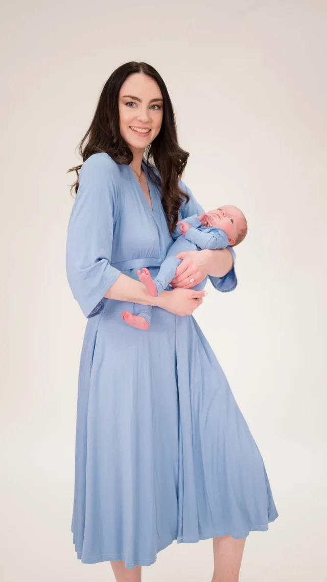 Lila Labor Postpartum Gown In Periwinkle Blue