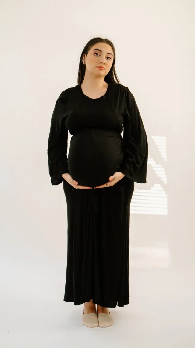 Nadia Labor & Postpartum Gown In Black