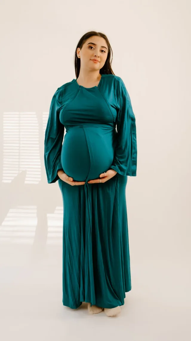 Nadia Labor & Postpartum Gown In Deep Teal