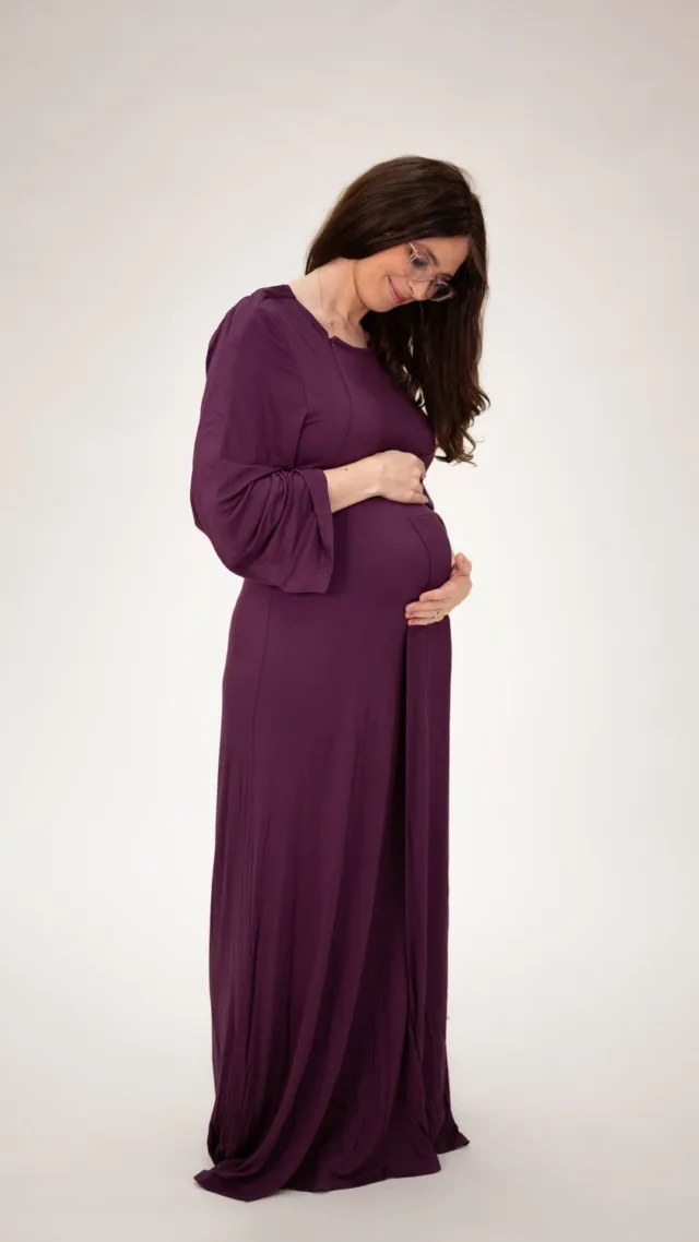 Nadia Labor & Postpartum Gown In Plum