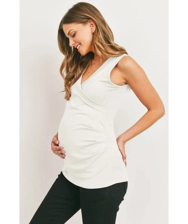 Ruched Wrap Maternity Nursing Jersey Tank Top