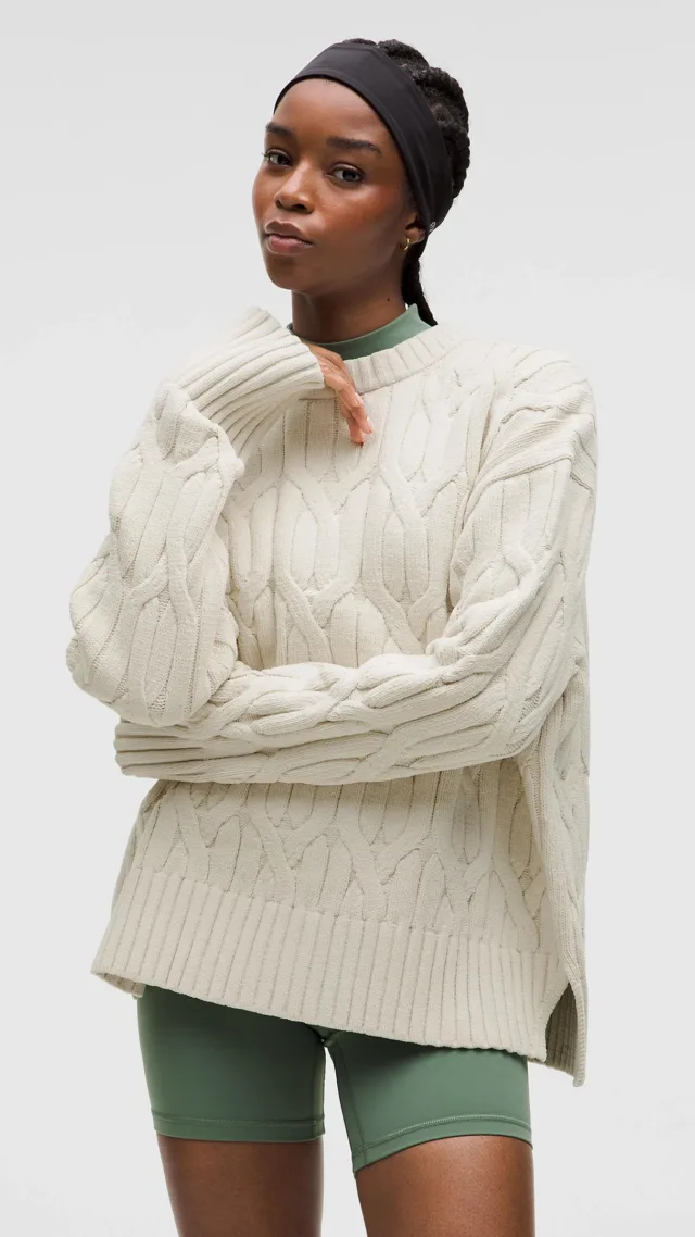 Cable-Knit Oversized Crewneck