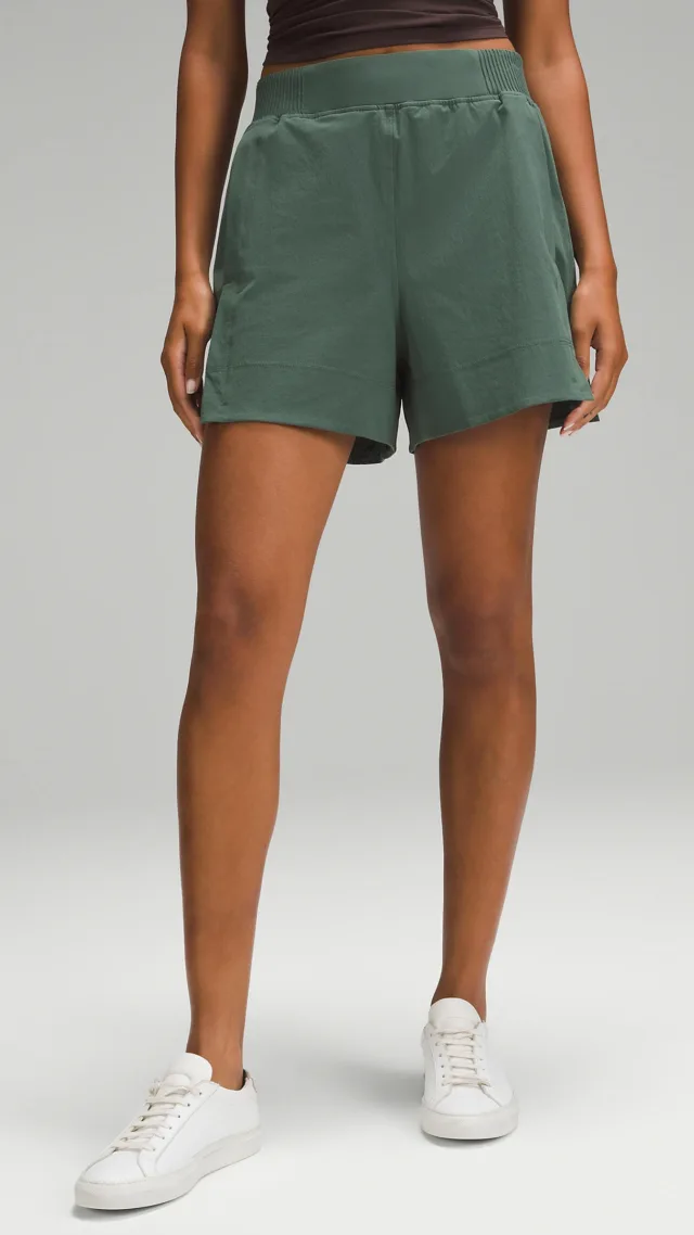 Stretch Woven Relaxed-Fit High-Rise Short 4"