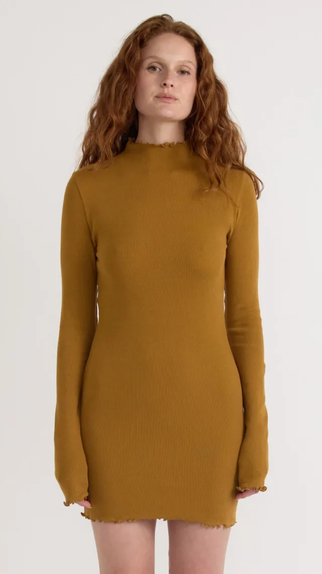 Core Rib Mock Neck Long Sleeve Dress