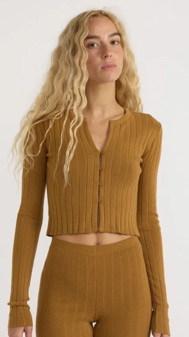 Soft Knit Rib Crop Cardigan