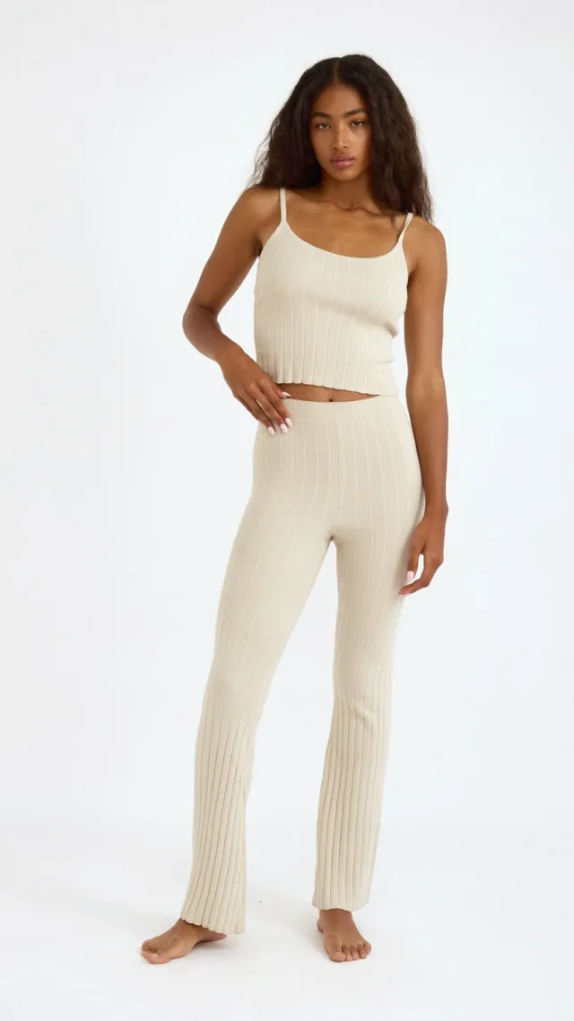 Soft Knit Rib Flare Pants