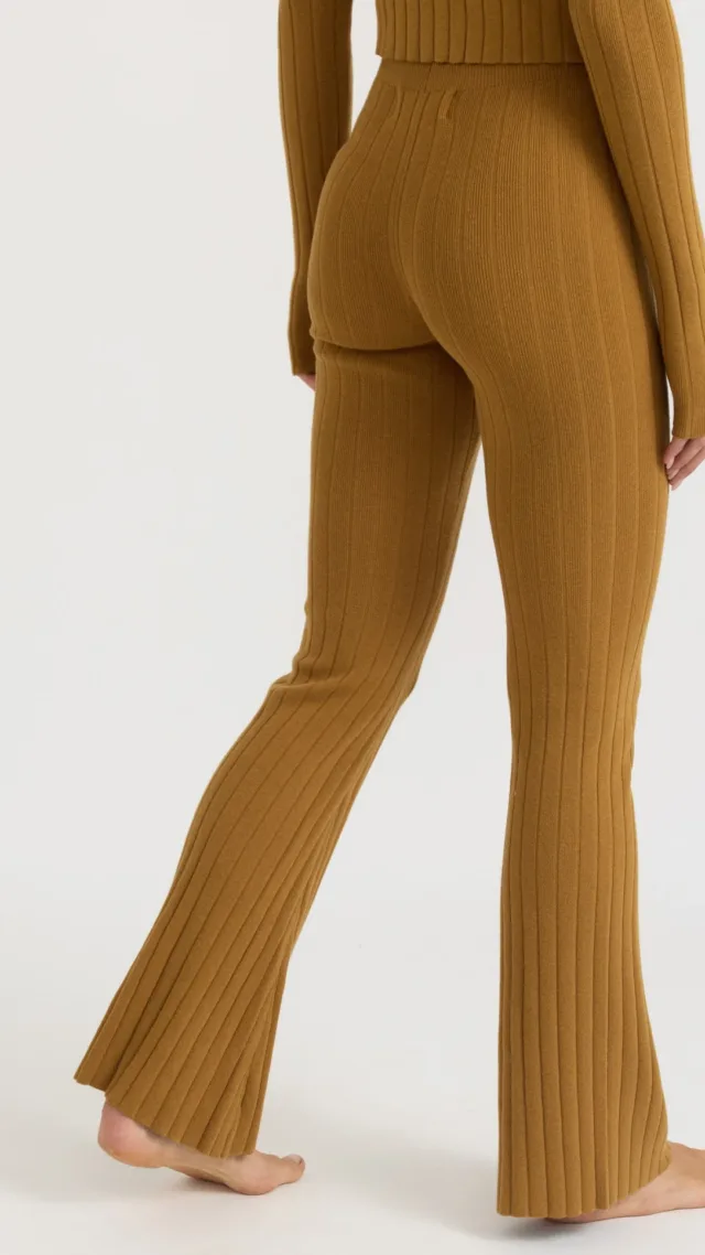 Soft Knit Rib High-Rise Flare Pants