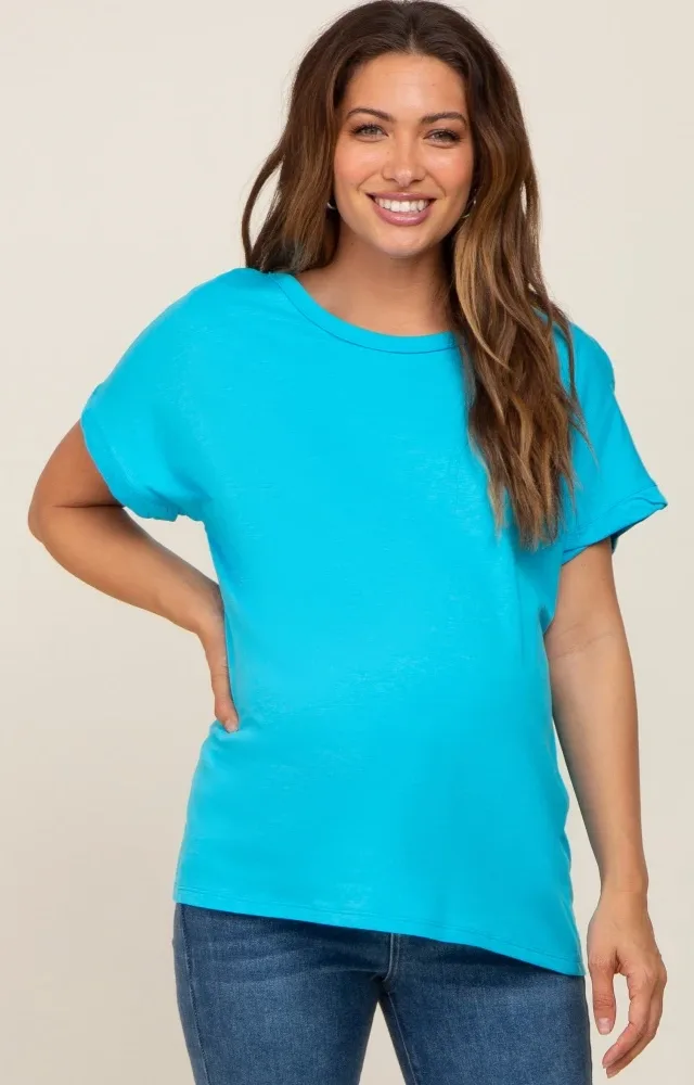 Aqua Short Sleeve Maternity Top