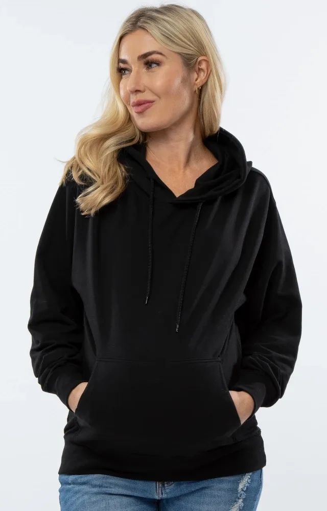 Black Basic Hooded Maternity Sweatshirt