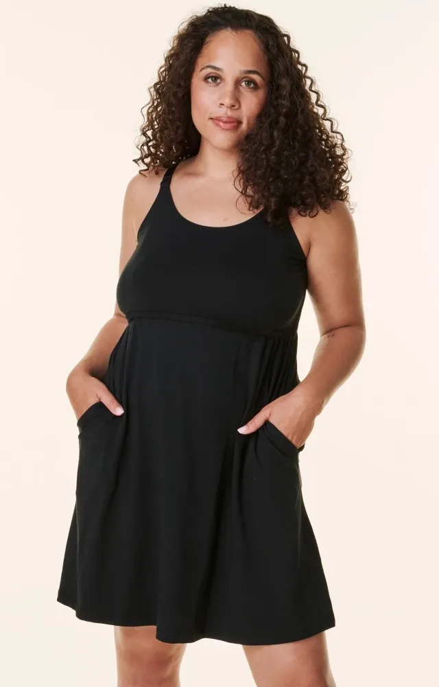 Black Bravado Drop Front Nursing Maternity Dress