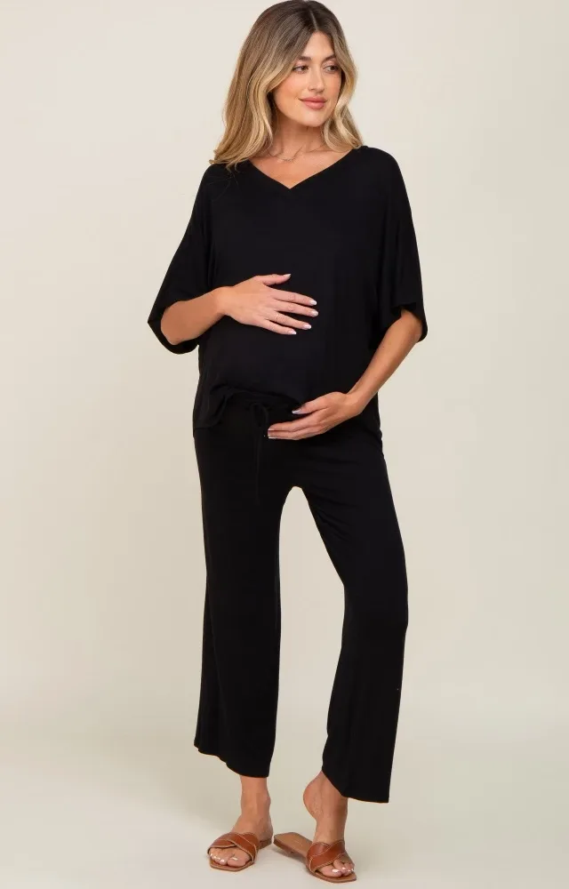 Black Cropped Pant Maternity Set