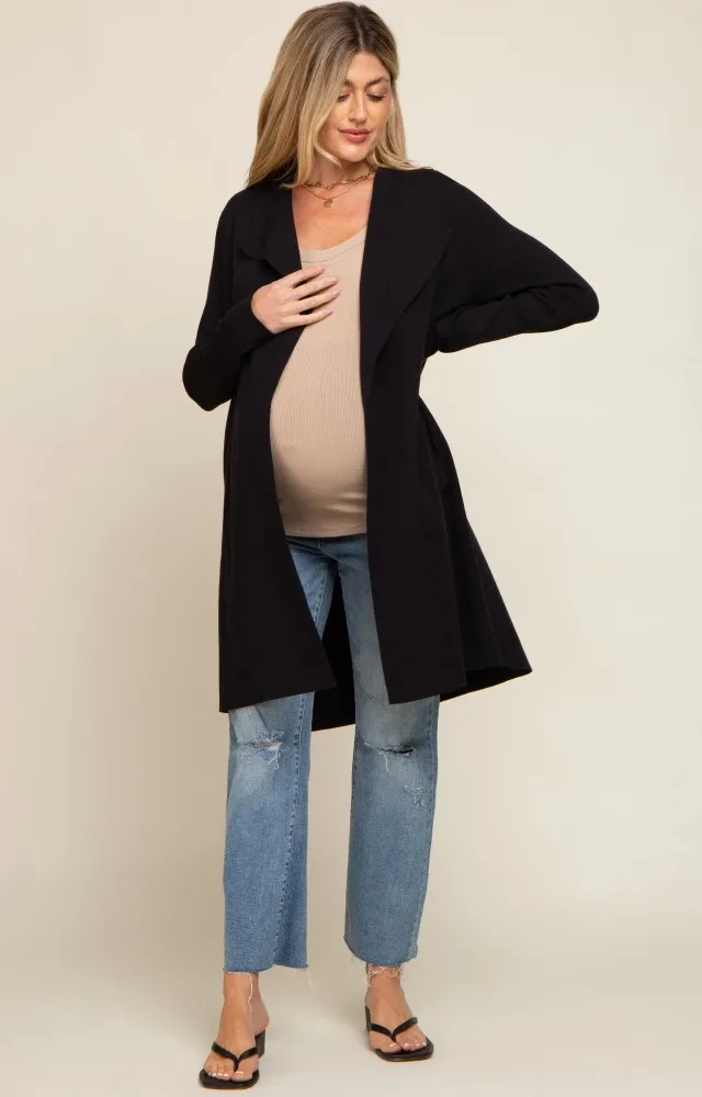 Black Draped Maternity Cardigan