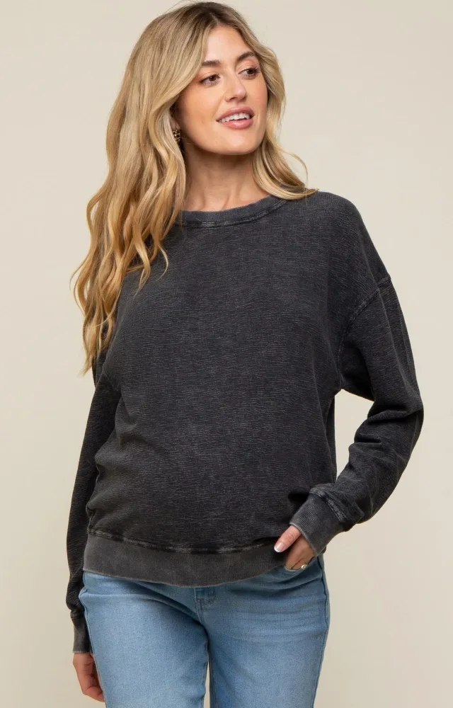 Black Faded Long Sleeve Maternity Top