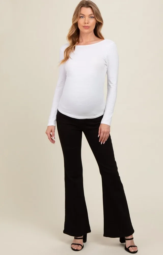 Black Flare Leg Maternity Jeans