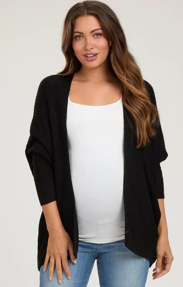 Black Knit Dolman Sleeve Maternity Cardigan