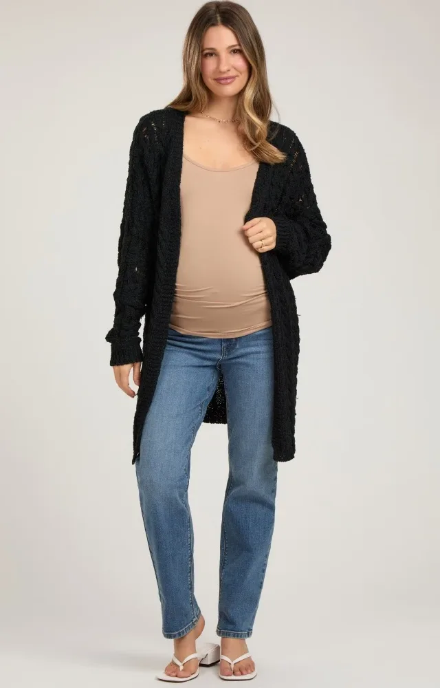 Black Knit Maternity Cardigan